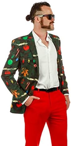 Shinesty Ugly Christmas Blazer And Tie, The Christmas Tree Camo For Men (Jacket Size 46, X Large)