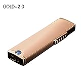 Boonfire MINI USB Rechargeable Double-sides Windproof Coil long battery life Slim Electronic Lighter Set with USB Charging Cable Gift box and No Gas Flameless Cigarette Lighter 2.0(gold)