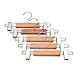 J.S. Hanger Wooden Pant Hangers with Anti-rust Hook and Clips, Natural Finish, 5-Pack