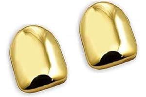 Onwon 2 Pieces 14K Plated Gold Grillz Hip Hop Top Tooth Single Grill Cap for Teeth Mouth