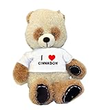 Plush Panda toy with I love Cinnabon t-shirt (first name/surname/nickname)