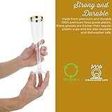 30 Premium Party Plastic Champagne Flutes - Clear Gold Rim Plastic Drink Cups, Recyclabel Unbreakable Stemware For Wedding, Toasting, Great For Mimosa, Cocktail Drinks or as Wine Cups, 5.5 Oz Cups