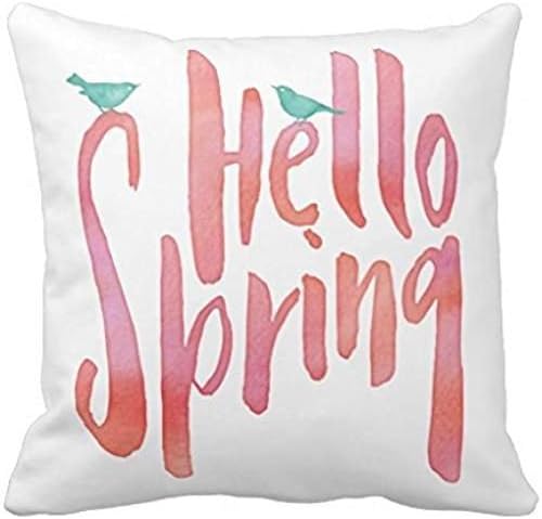 Amazon Com Hello Spring Watercolor Hand Painted Typography 18 18