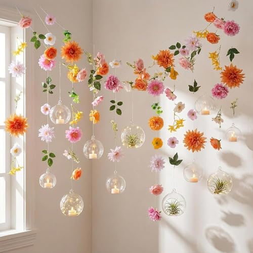 20 Pcs Artificial Flower Garlands, Hanging Wildflower Backdrop Decoration, Faux Silk Flower Vines for Wedding Arch, Garden Wall, and Party Floral Decor