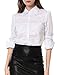 Allegra K Women's Long Sleeve White Office Shirt Button Down Work Ruched Front Tops White L (US 14)