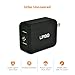 Urbo Quick Charging 3.0 Dual-USB Foldable Travel-Friendly Wall Plug for QC 3.0 Compatible Phones, SmartPhones, GPS and Other USB Powered Devices