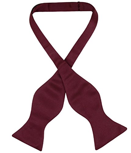 Vesuvio Napoli SELF TIE Bow Tie Solid BURGUNDY Color Men's BowTie