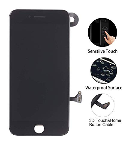 for iPhone 7 Screen Replacement Black 4.7", LCD Display with 3D Touch Digitizer Frame Full Assembly Repair Kit, with Proximity Sensor, Ear Speaker, Front Camera, Screen Protector, Repair Tools
