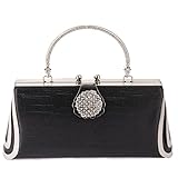 ULG Women's Luxury Shoulder Wristlet Dinner Bag Bling Rhinestone Crossbody Handbag Chain Clutch Purse for Wedding Evening Party 8.5'' Black