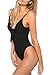 ESONLAR Women's Tie up Knot Front V Neck One Piece Swimwear Bathing Suit