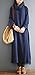 Soojun Women's Cowl Neck Cotton Linen Maxi Dresses with Pockets, Navy, One Size
