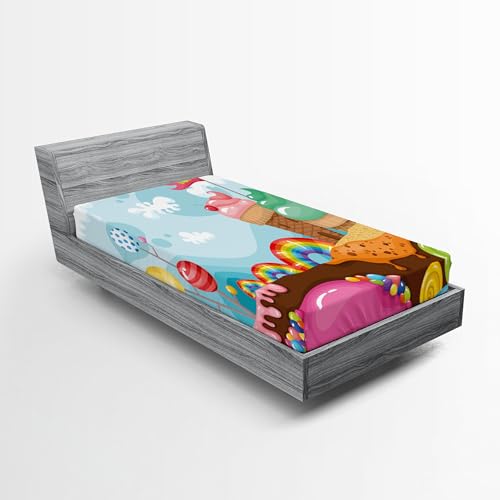 Ambesonne Ice Cream Fitted Sheet Set, Dessert Land