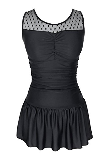 Women's One Piece Ruched Push up Swimdress Slimming Tummy Control Swimsuit