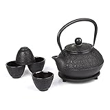 6 piece Japanese Cast Iron Pot Tea Set Black w/Trivet (30 oz 900YH)