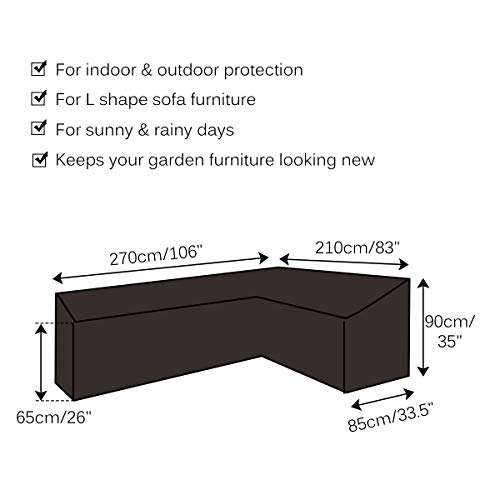 image for GEMITTO Patio Sofa Cover, Outdoor Sectional Furniture Cover, Waterproo