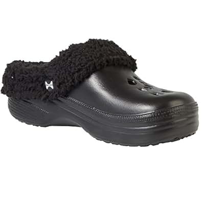 Amazon.com | Hounds Dawgs Womens Fleece Clogs Black Indoor ...