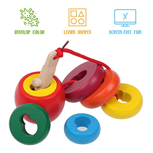 Boxiki kids Wooden Stacking Ring Toy Stack and Learn with This Toddler Stackable Toys