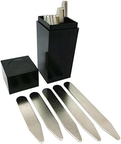 Shang Zun 50 Pcs Metal Collar Stays with Black Plastic Box, 5 Sizes