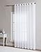 LinenZone Sheer White Patio Door Curtains. Extra Wide Curtains for Sliding Doors. Elegant Glass Door Curtains for Living Room, Kitchen, Dining Room or Family Room. (Karina 102 x 84, White)