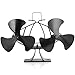 VonHaus 6-Blade Twin Motor Double Heat Powered Wood Stove Fan - Ultra Quiet Fireplace Wood Burning Eco Fan for Efficient Heat Distribution - Black (6 Blade)