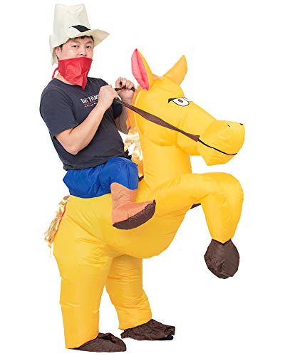 JYZCOS Inflatable Cowboy Costume Western Fancy Dress for Men Women Halloween Party Suit (Adult Golden)