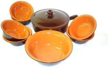 Italian Terracotta Multi-Use Pan with Lid and 6-Piece Bowl Set Heat Diffuser: Yes