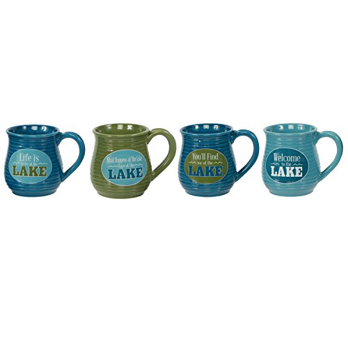 DEI Lake Sayings Ribbed Mug (Set of 4), 20 oz