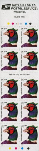 RING-NECKED PHEASANT PROFILE POSTAGE STAMPS #3050 Booklet of 10 x 20 US Postage Stamps by USPS