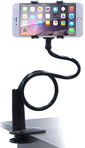 Ceuta Retails Cell Phone Clip Holder Gooseneck Clamp Lazy Mount Flexible Bracket Mobile Stand for Bed Office Kitchen App