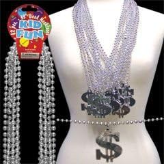 Dollar Sign Bead Necklaces - 12 Pack