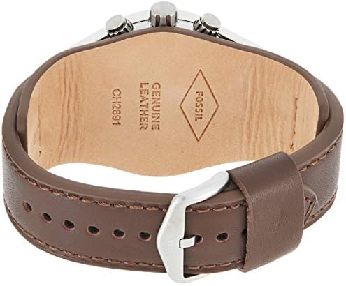 Fossil Coachman leather watch strap, 22mm, aged leather, timeless design.
