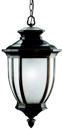 Kichler Lighting 9843RZ Salisbury 1-Light Outdoor Pendant, Rubbed Bronze with White Linen Glass