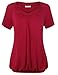 Nomorer Women's Little V Neck Short Sleeve Pleated Front Loose Fit Tops