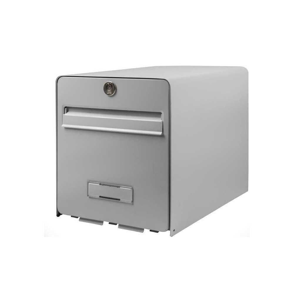 BURG-WÄCHTER La Poste, 1 Door, 501 gr Favor, Grey Galvanised Steel Mailbox, with Full Opening Door and Mail Stop (Door Blocked at 120°)
