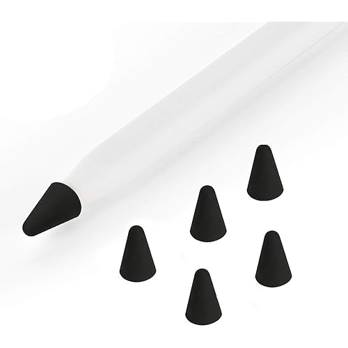 ZALU Silicone Nibs Cover Writing Protection for iPad Pencil Compatible with Apple Pencil Tips (2nd Gen) (Black-5 pcs)