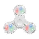 Fidget Spinner, Tri-spinner Glow in The Dark LED Light Up High Speed Cool EDC Anti-stress Finger Toy (White)