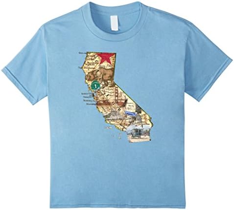 unisex-child California map US T-Shirt 8 Baby Blue