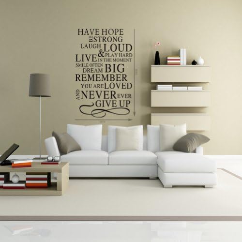 15" X 23.6" Have Hope Never Ever Give up Wall Sticker Decal DIY Removable Vinyl Lettering Saying Quotes Mural Art Stickers Decor Baby Nursery Room Home Decor