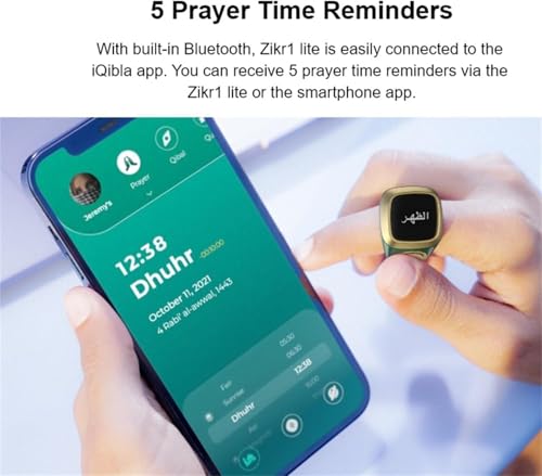 Smart Tasbih Zikr Ring E01, Muslim Prayer Timing Reminder, Oled Display, Tasbih Counter, Smart Ring, Tasbih Ring, Wearable Technology, 5 Time App Notification (Pink, 18mm)
