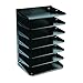 MMF Industries STEELMASTER Letter-Size Horizontal File Organizer | 7-Tier Tray Design | ID Label Holder | Black | Scratch & Chip-Resistant Finish | Durable Metal Steel | Wall File Organizer