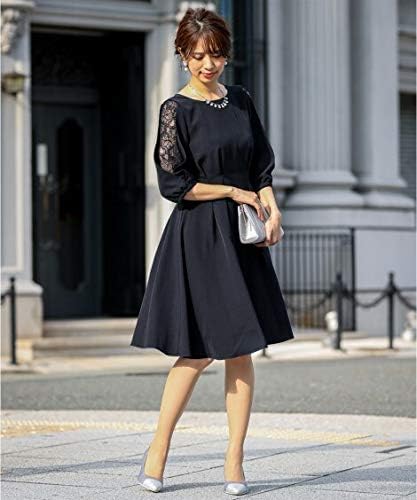 Amazon パーティードレス Nissen ニッセン レース使いダブルクロスタックワンピース セミフォーマル 結婚式 二次会 お呼ばれ対応 ネイビー Ll ワンピース チュニック 通販