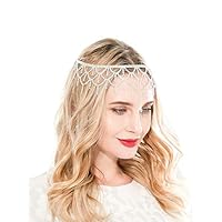 20s Headpiece 1920s Accessories Flapper Headband Crystal Cap Art Deco Headpiece Wedding (B-Silver)