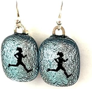 Runner Girl Fused Glass Earrings - Jewelry By Run Inspired Designs (Misty Morning)