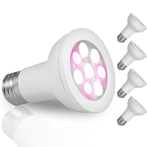 JandCase Full Spectrum White Light LED Grow Light Bulb, 8W Natural Plant Light for Greenhouse Gardening, Indoor Light for Vegetables, Grow Bulb for Indoor Hydroponic Plants, E26 Base, 4 Pack