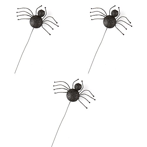 Factory Direct Craft Eerie Black Glitter Spider Accenting Picks | 3 Picks