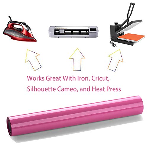 Heat Transfer Vinyl Bundle 12" x 10' Feet Rolls, PU HTV Vinyl by Somolux for Cricut and Silhouette Cameo Easy to Cut & Weed, DIY Heat Press Design for T-Shirt, Clothes, Hats and Other Textiles (Pink) - Thumbnail 4