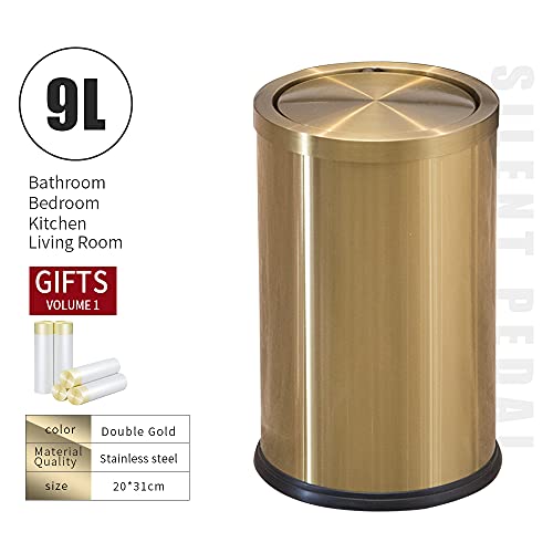 Leasylife 9 Liter/2.4 Gallon, Small Gold Trash can with Swing lid