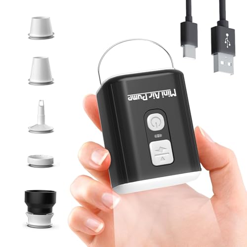 Ultra Mini Bomba De Aire Eléctrica, Bombas Aire Eléctricas Portátiles, Mini Bomba De Aire con 3 Modos Luz de Camping, 5 Boquillas, Inflador y Desinflador, Inflar Colchon Juguetes Inflables y Alberca