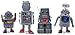 4 pcs tin Toy Robot and Astronaut Collection Retro 80s Vintage windup Metal, Cool Crazy Nerdy Xmas Gift