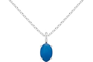 Blue Chalcedony Necklace for Women – 925 Sterling Silver Oval Pendant | Natural Blue Healing Gemstone Necklace | Minimalist H